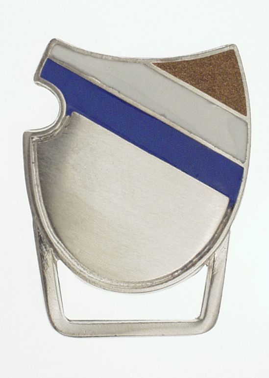Couleur Zipfelhalter in Form eines Wappens, silber mit eckiger Öse